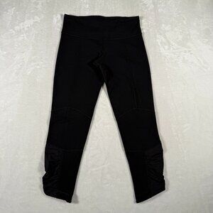 Lululemon Leggings Women Size 6 Scrunch Leg W26 L22 Black Gym Yoga Hidden Pocket